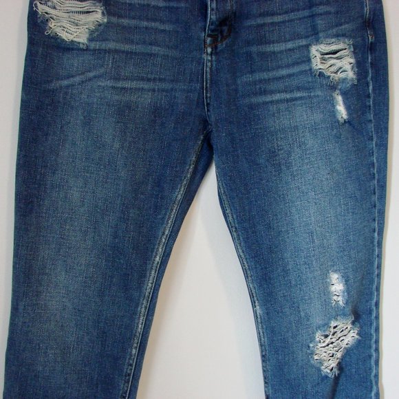 Free People Jeans Anthropologie Distressed Straight Leg High Waist Button Sz 29 - Picture 8 of 15